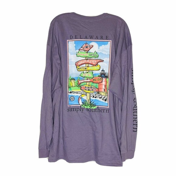 Simply Southern Purple Delaware State Collection T Shirt S Long Sleeve - Picture 3 of 4